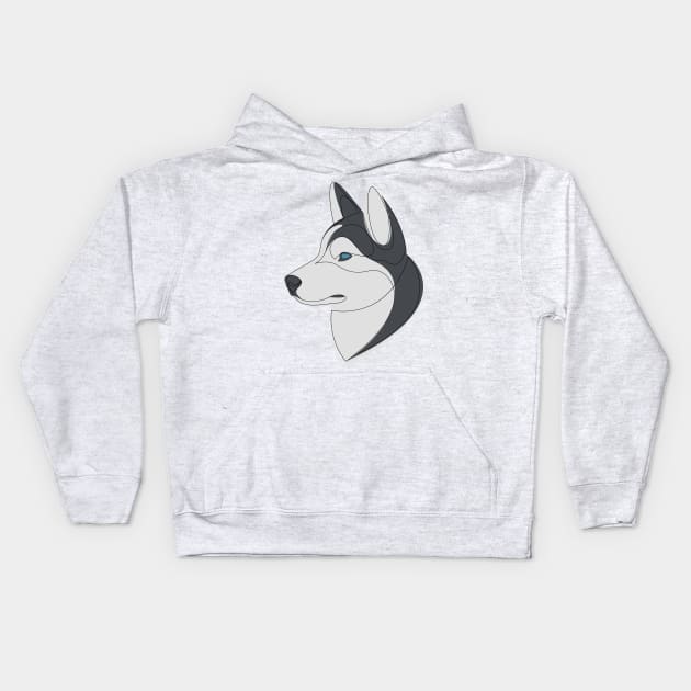 Siberian Husky - linear dog Kids Hoodie by addillum